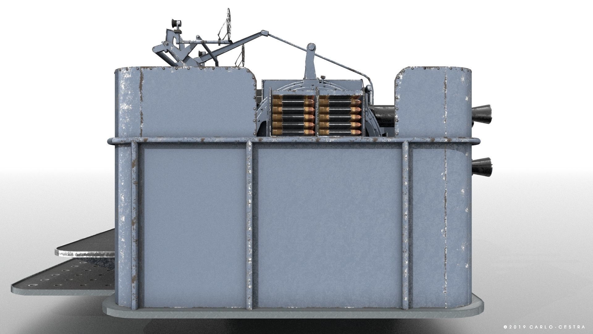 QF 2-pounder Mark VIII 4-barelled 3D model Low-poly 3D model_11