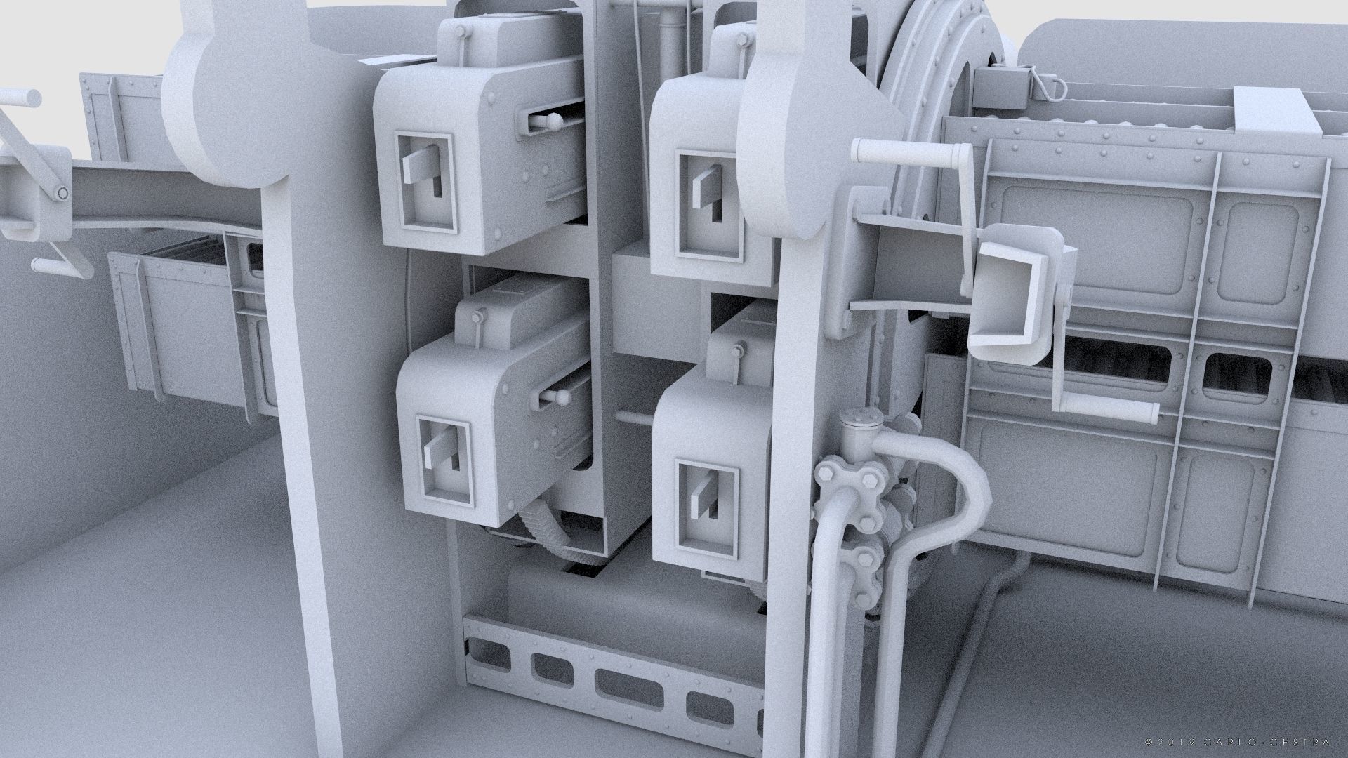 QF 2-pounder Mark VIII 4-barelled 3D model Low-poly 3D model_26