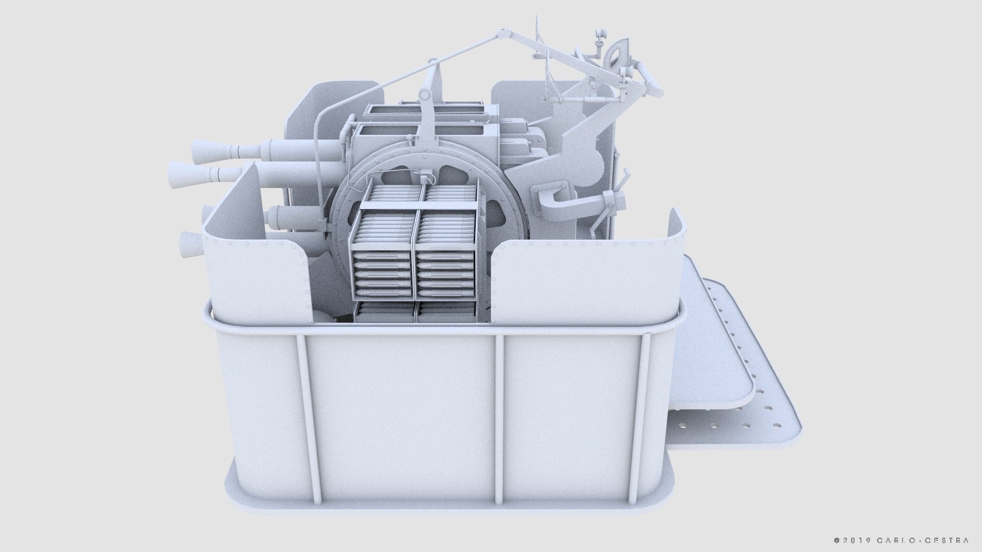 QF 2-pounder Mark VIII 4-barelled 3D model Low-poly 3D model_21