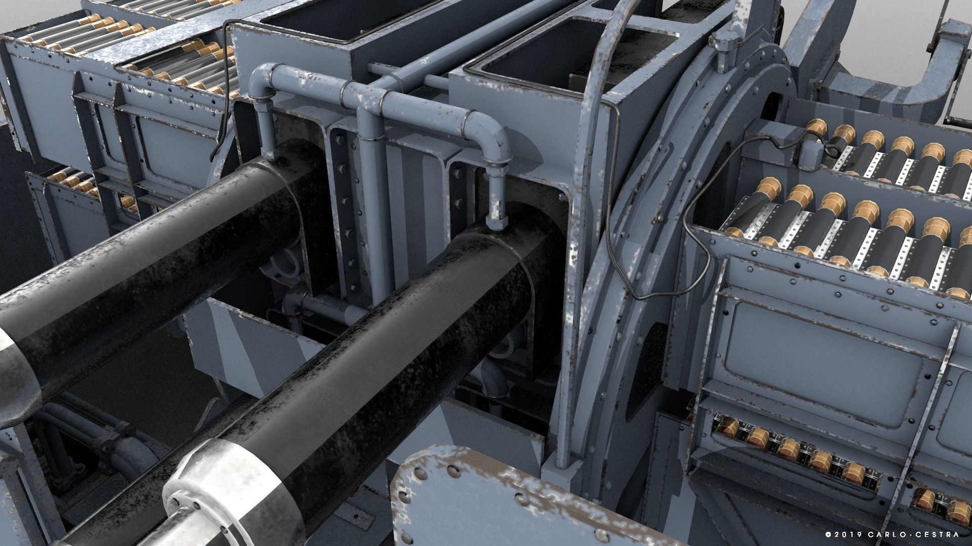 QF 2-pounder Mark VIII 4-barelled 3D model Low-poly 3D model_8