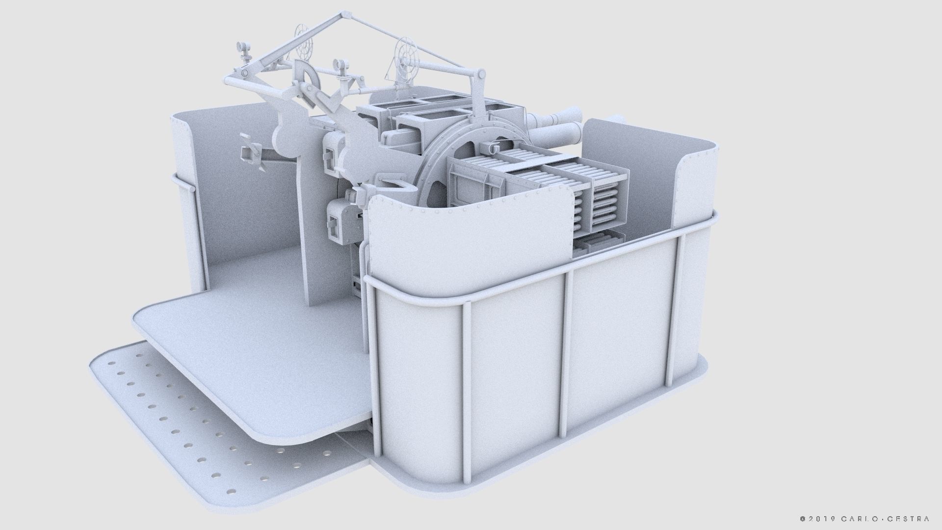 QF 2-pounder Mark VIII 4-barelled 3D model Low-poly 3D model_19