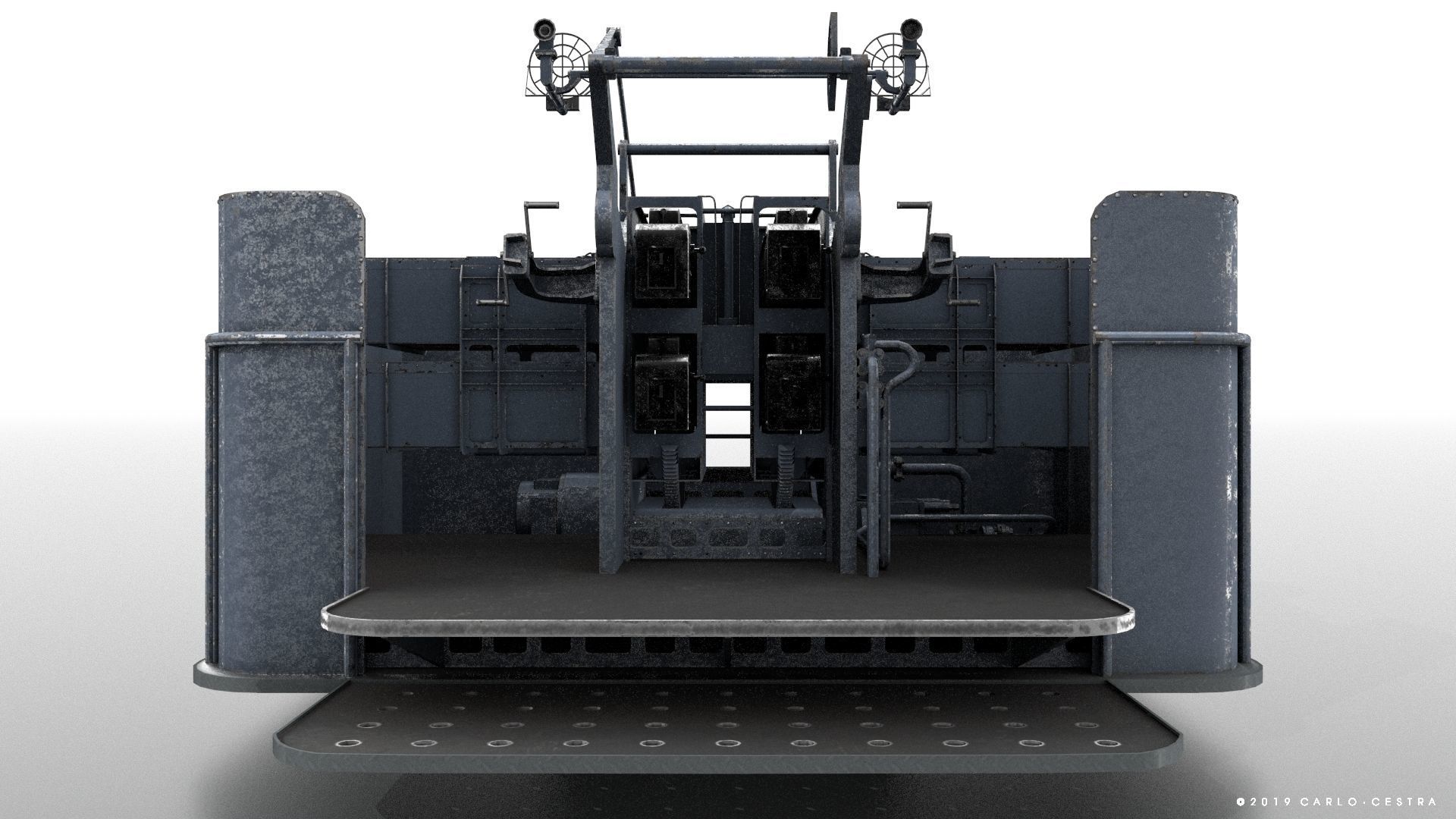 QF 2-pounder Mark VIII 4-barelled 3D model Low-poly 3D model_10