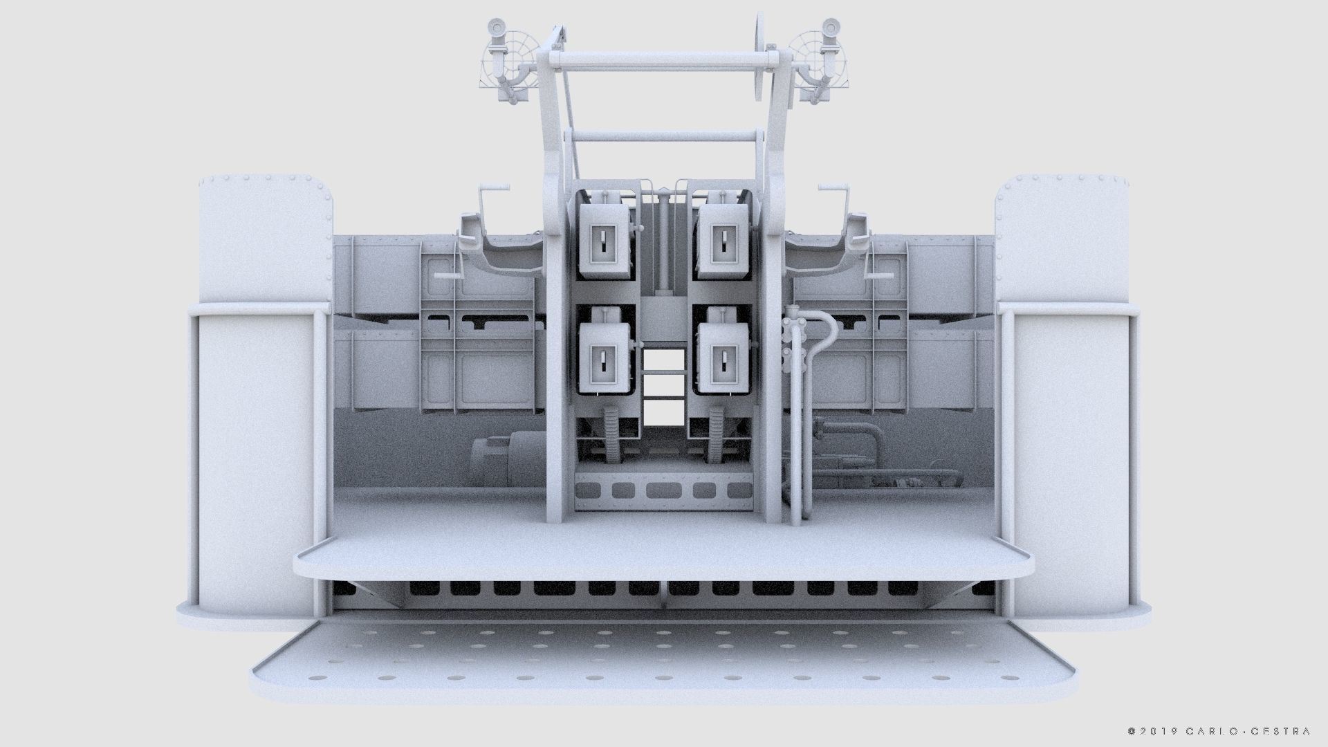 QF 2-pounder Mark VIII 4-barelled 3D model Low-poly 3D model_28