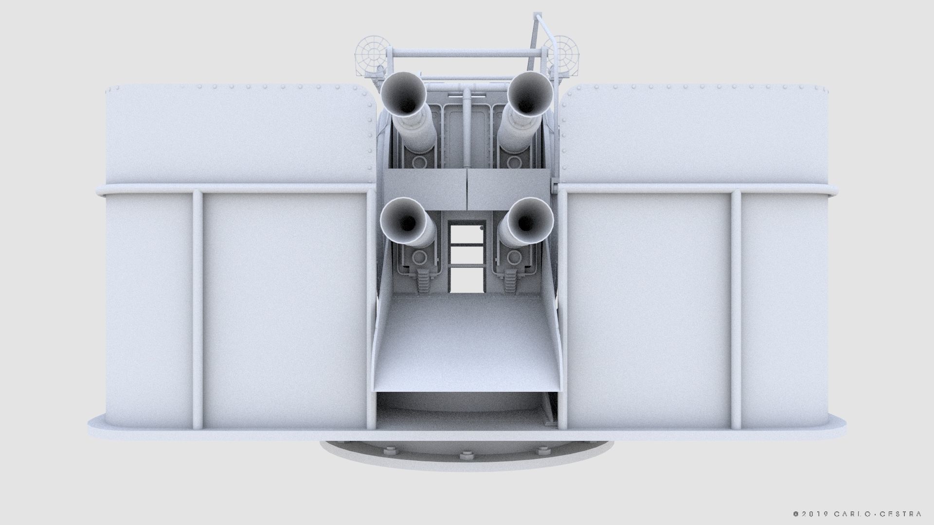 QF 2-pounder Mark VIII 4-barelled 3D model Low-poly 3D model_25