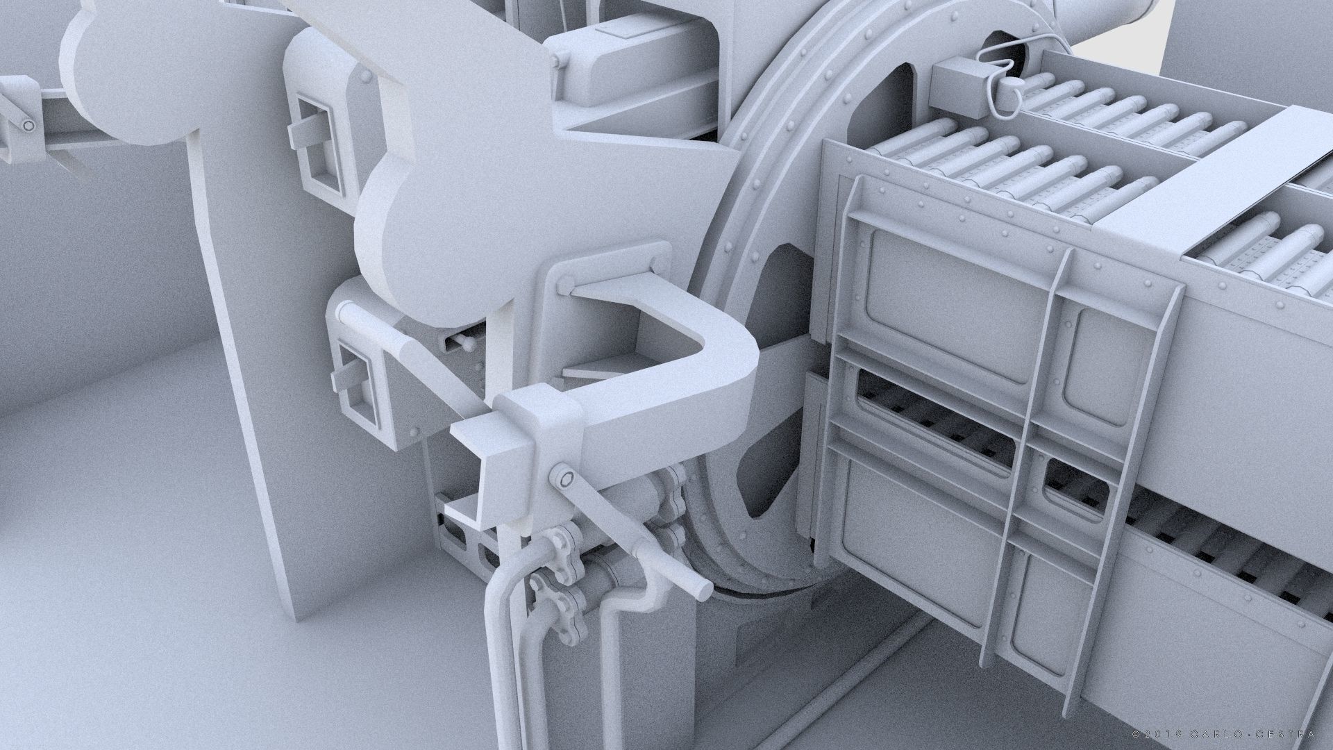 QF 2-pounder Mark VIII 4-barelled 3D model Low-poly 3D model_30