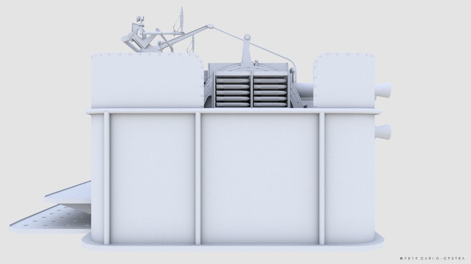 QF 2-pounder Mark VIII 4-barelled 3D model Low-poly 3D model_32