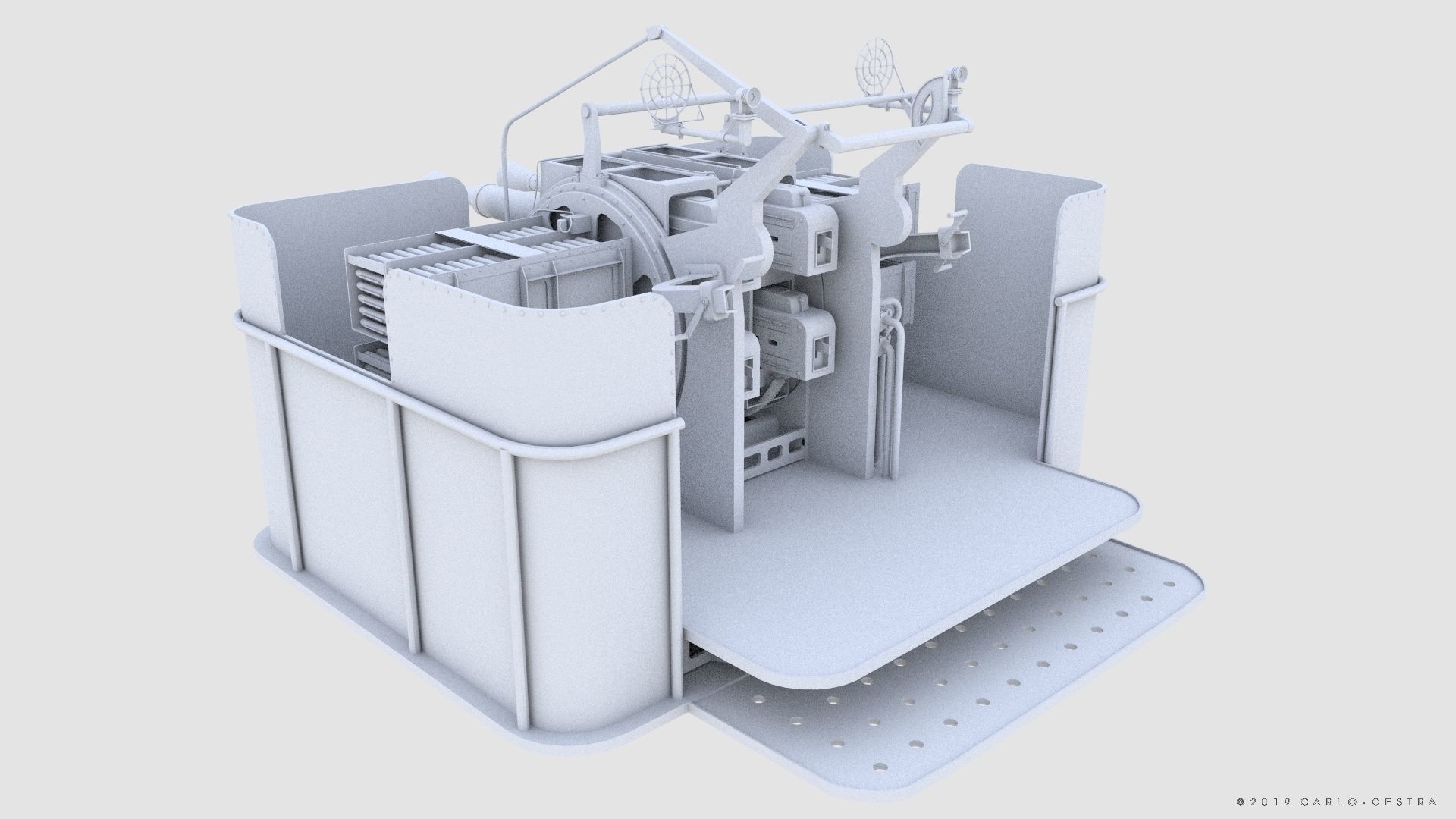 QF 2-pounder Mark VIII 4-barelled 3D model Low-poly 3D model_20