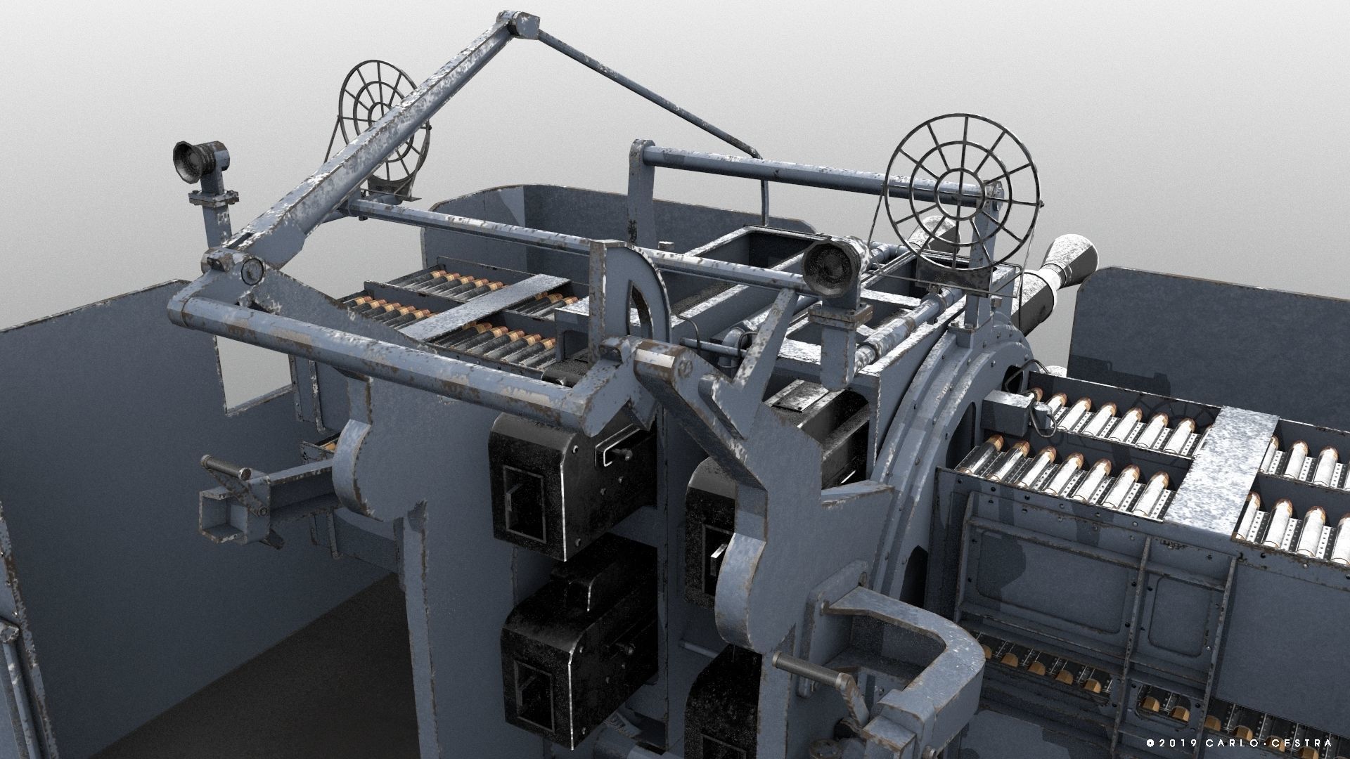 QF 2-pounder Mark VIII 4-barelled 3D model Low-poly 3D model_9