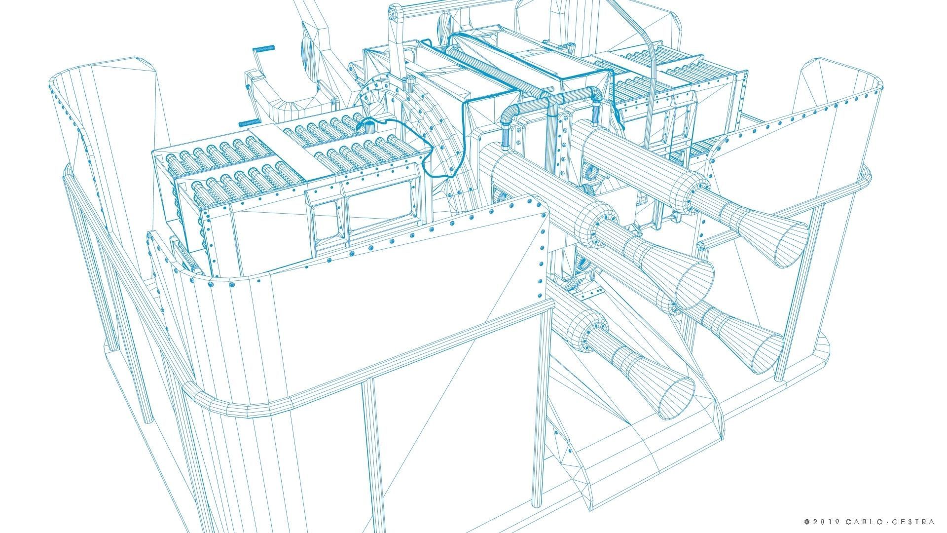 QF 2-pounder Mark VIII 4-barelled 3D model Low-poly 3D model_38