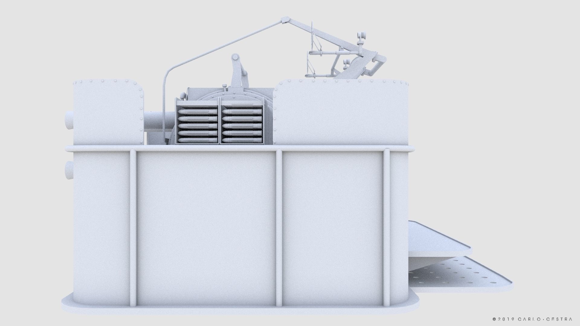 QF 2-pounder Mark VIII 4-barelled 3D model Low-poly 3D model_27
