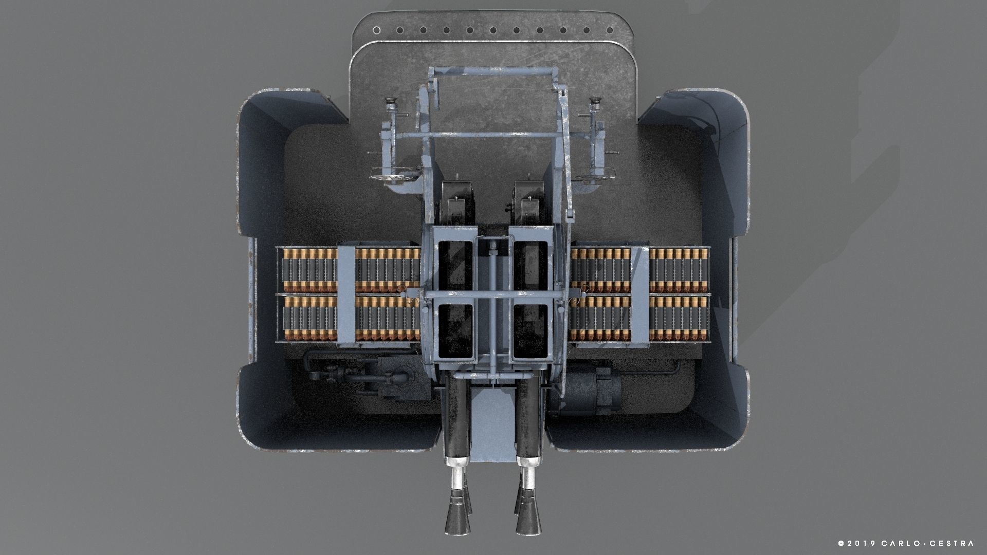 QF 2-pounder Mark VIII 4-barelled 3D model Low-poly 3D model_14