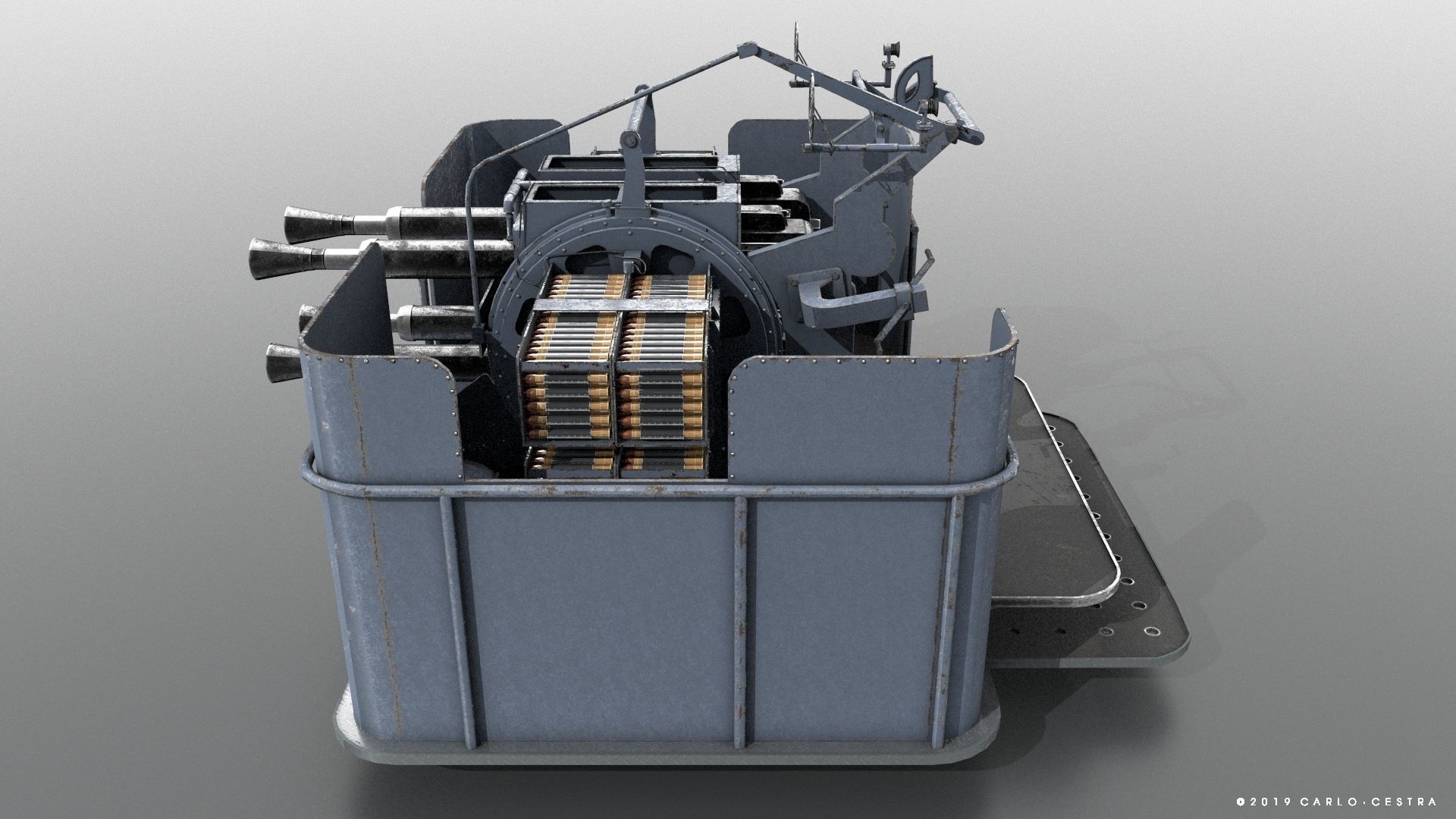 QF 2-pounder Mark VIII 4-barelled 3D model Low-poly 3D model_2