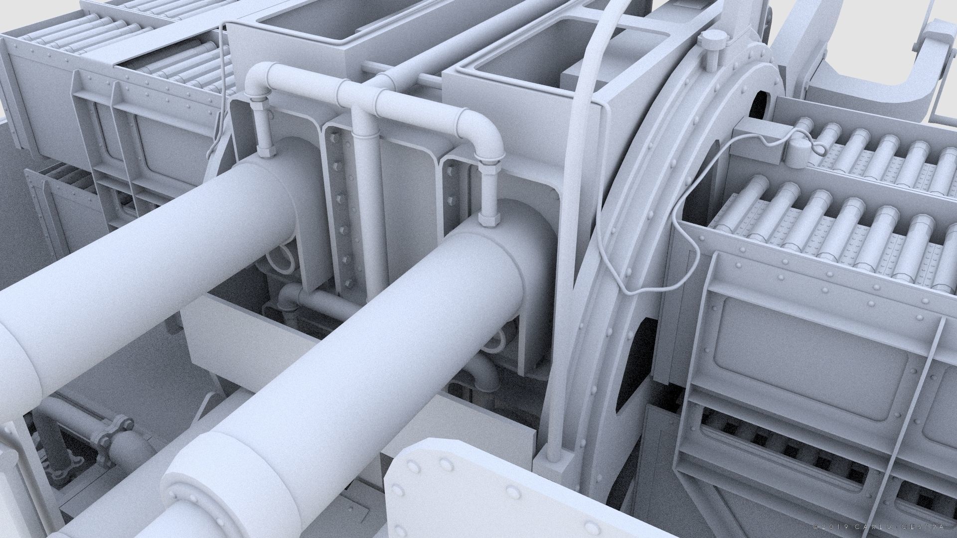 QF 2-pounder Mark VIII 4-barelled 3D model Low-poly 3D model_29