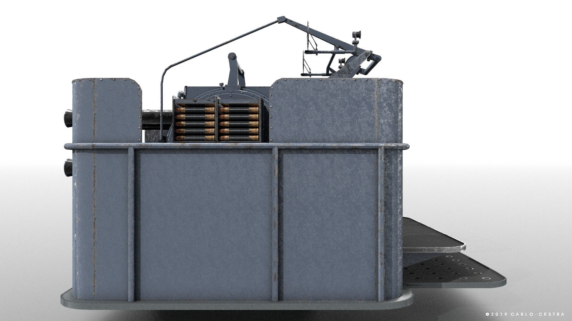 QF 2-pounder Mark VIII 4-barelled 3D model Low-poly 3D model_13