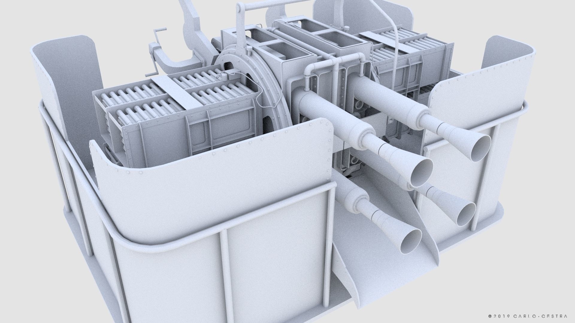 QF 2-pounder Mark VIII 4-barelled 3D model Low-poly 3D model_22