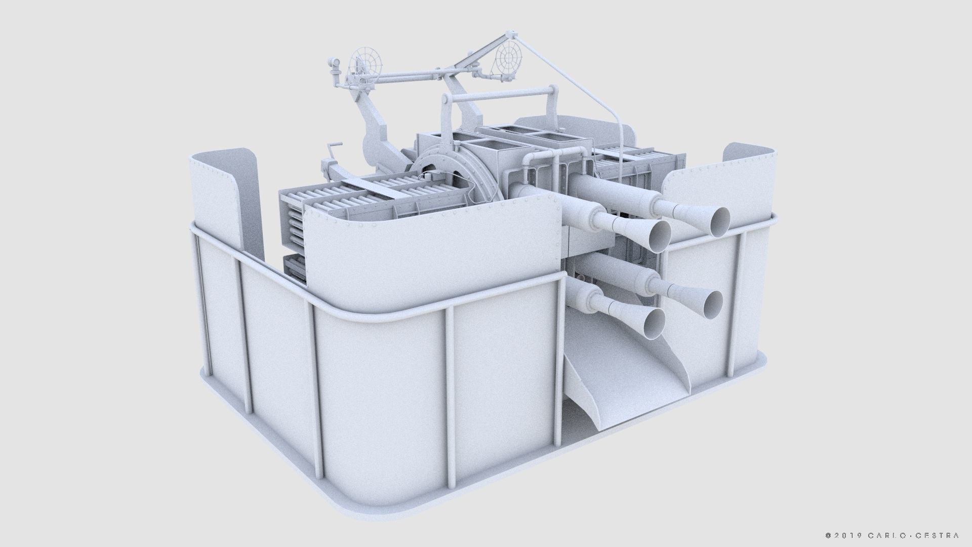 QF 2-pounder Mark VIII 4-barelled 3D model Low-poly 3D model_18