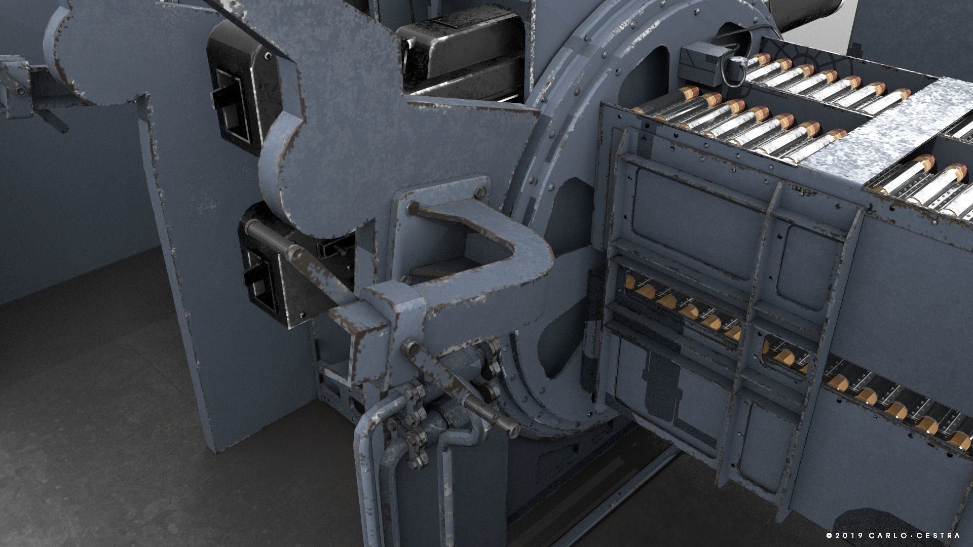 QF 2-pounder Mark VIII 4-barelled 3D model Low-poly 3D model_6