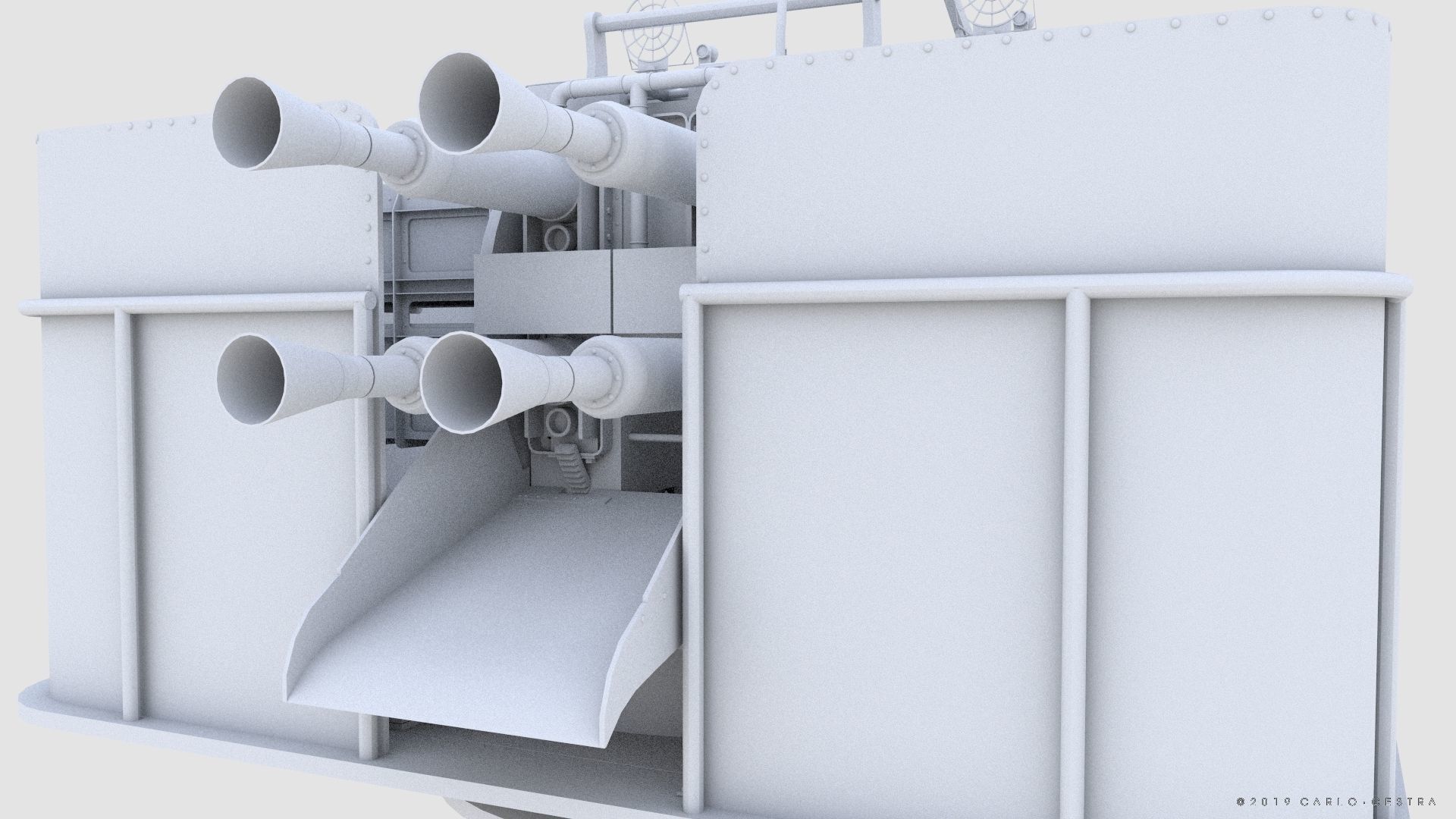 QF 2-pounder Mark VIII 4-barelled 3D model Low-poly 3D model_24