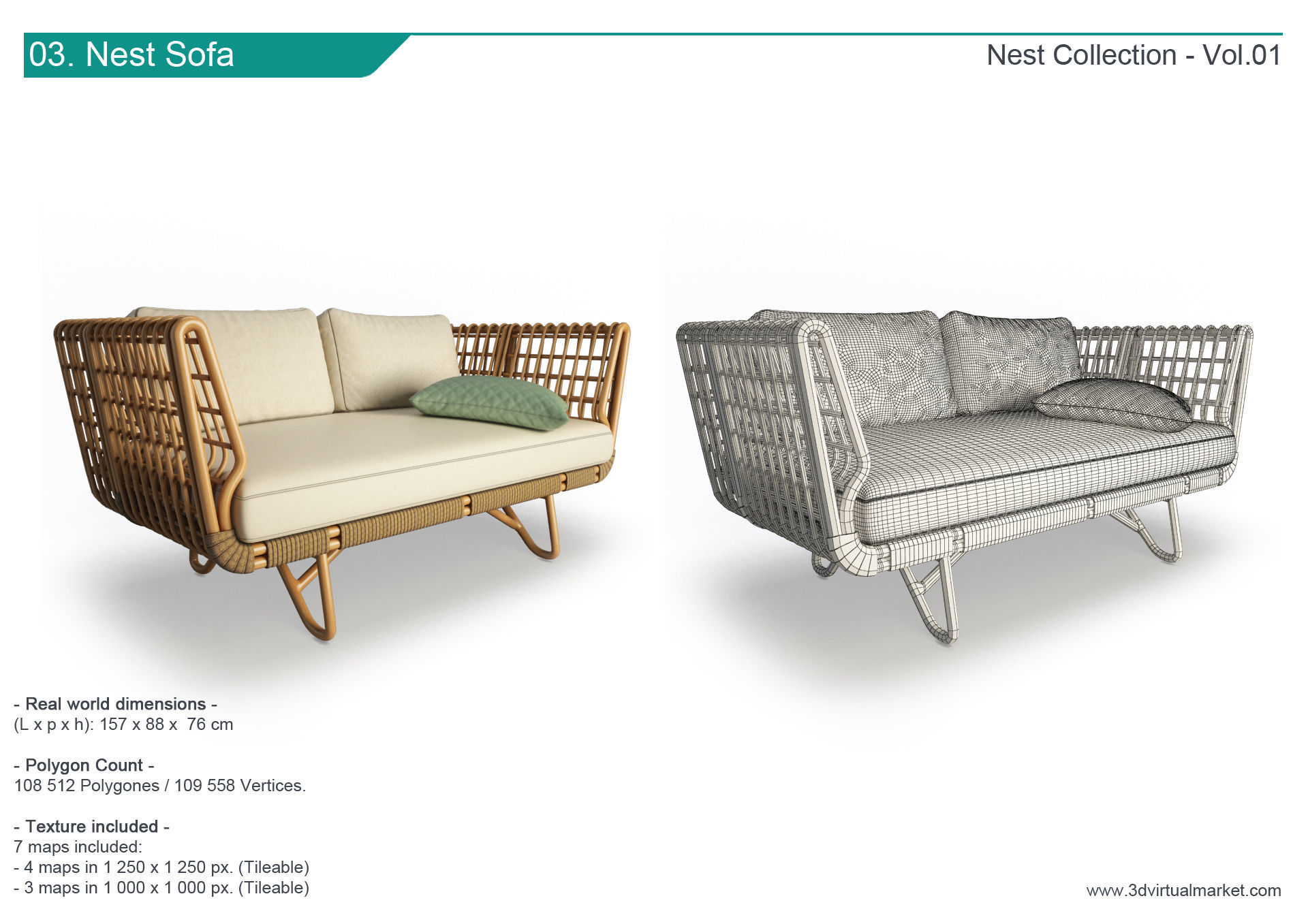 Nest Rattan Furniture Collection Cane-Line 3D model_4