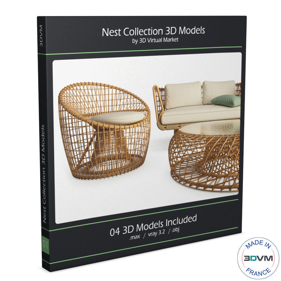 Nest Rattan Furniture Collection Cane-Line 3D model_1