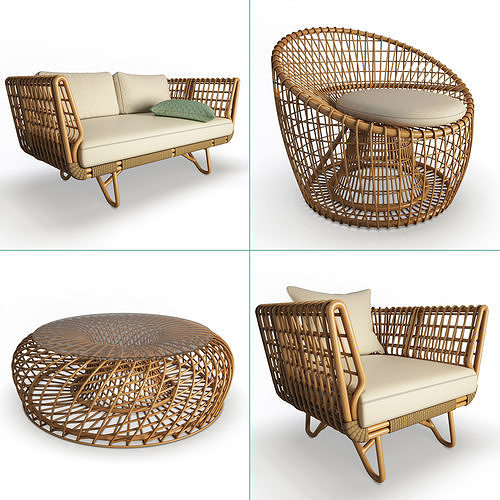 Nest Rattan Furniture Collection Cane-Line 3D model