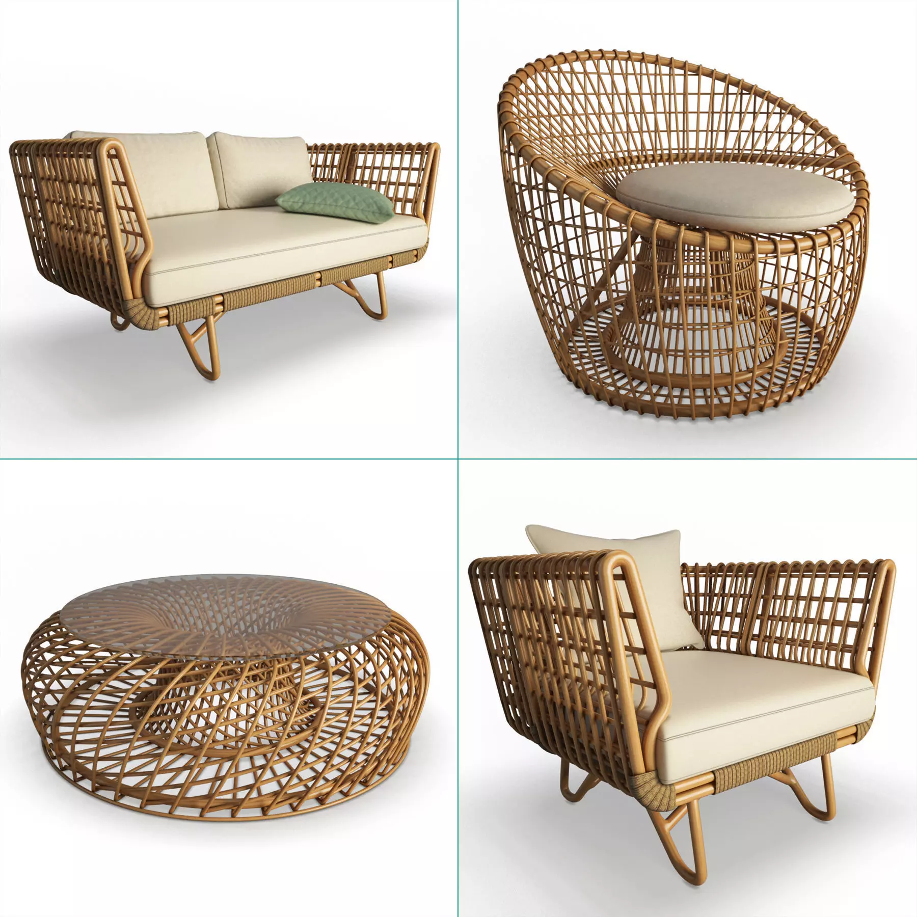 Nest Rattan Furniture Collection Cane-Line 3D model_0
