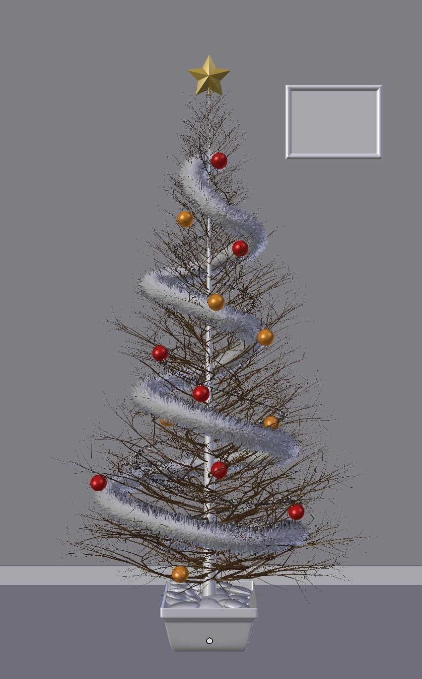 Pine Christmas tree with streamers 3D model_2