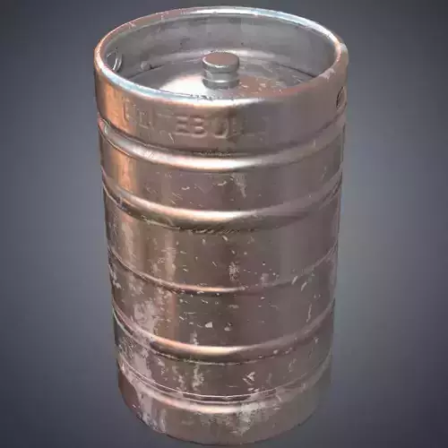 Steel beer barrel Low-poly 3D model