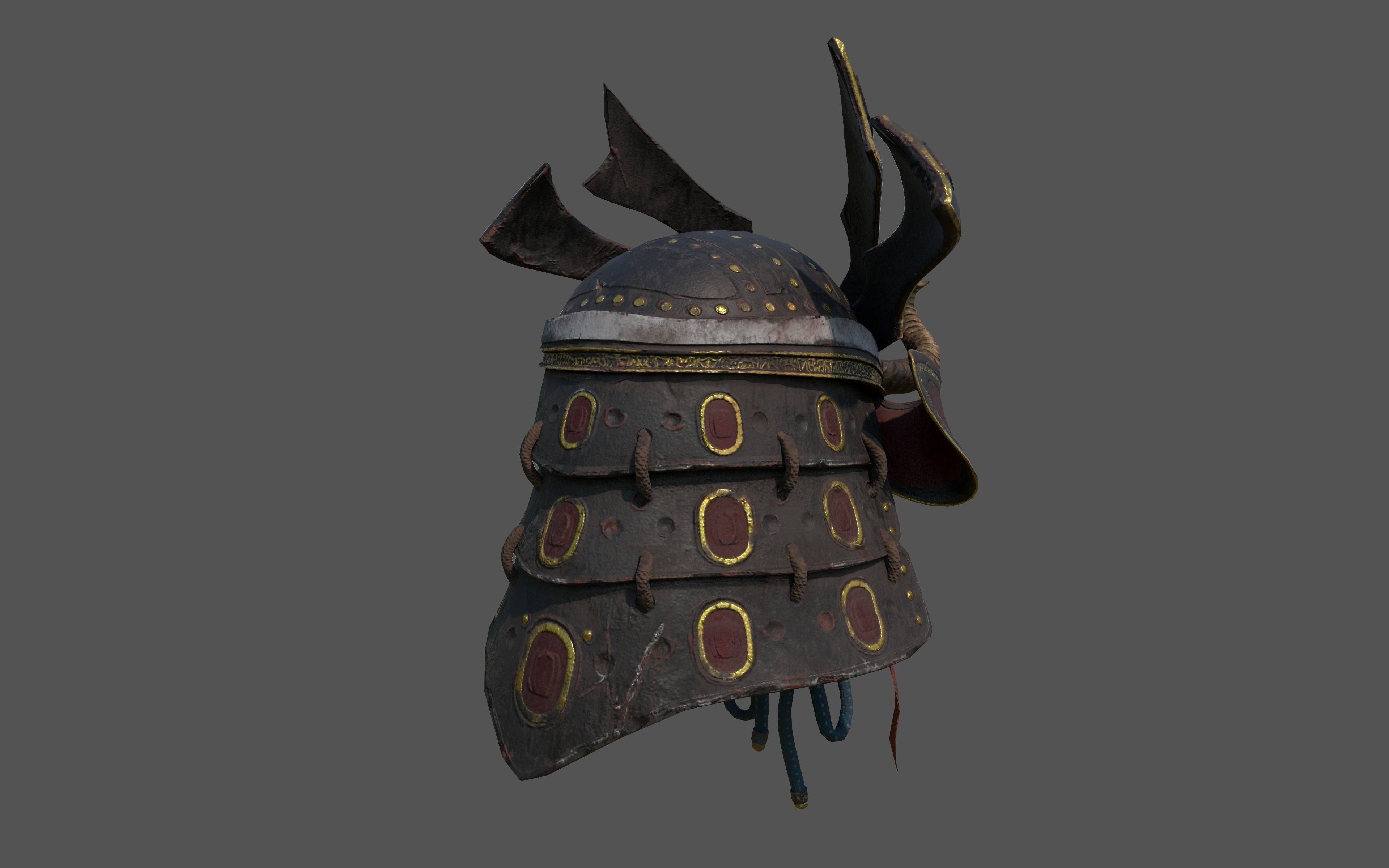 Samurai Helmet Low-poly 3D model_3