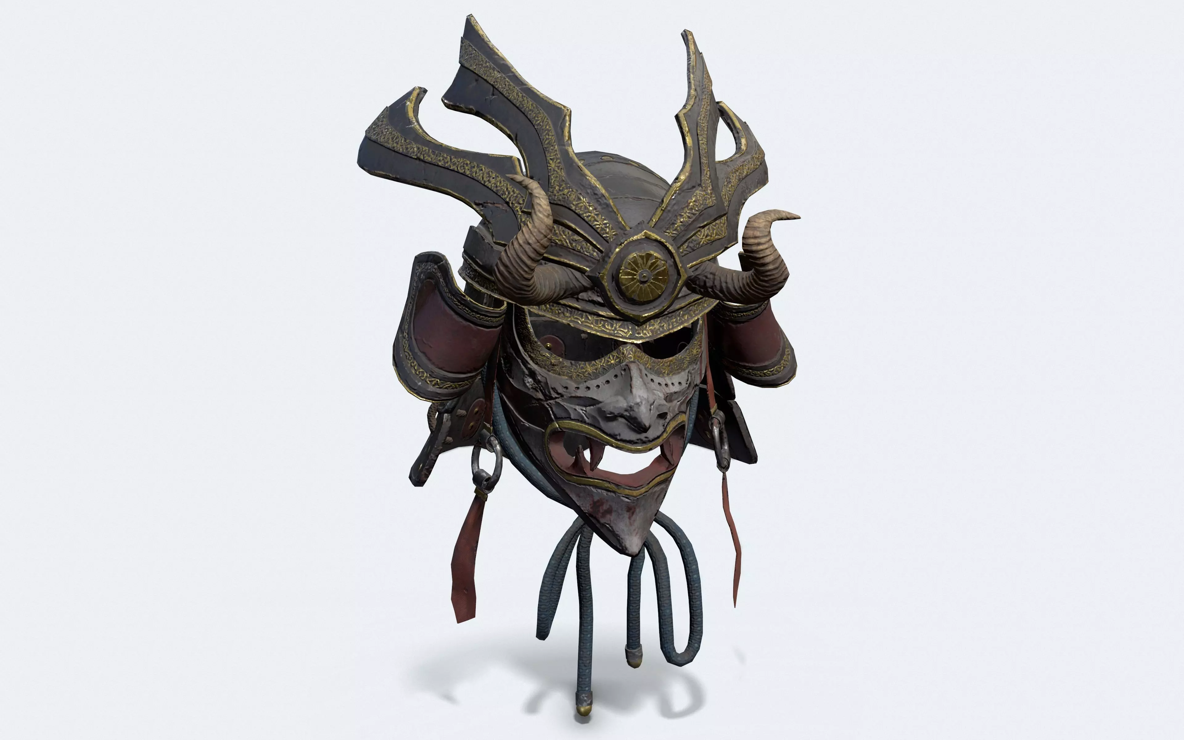 Samurai Helmet Low-poly 3D model_0