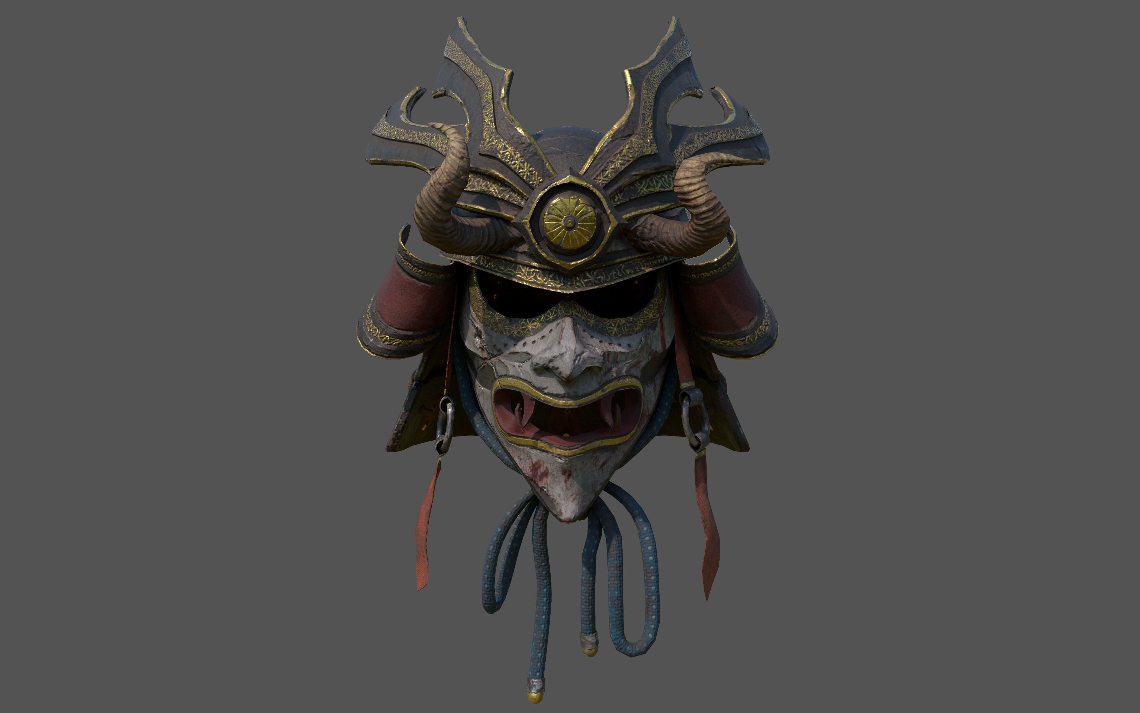 Samurai Helmet Low-poly 3D model_5
