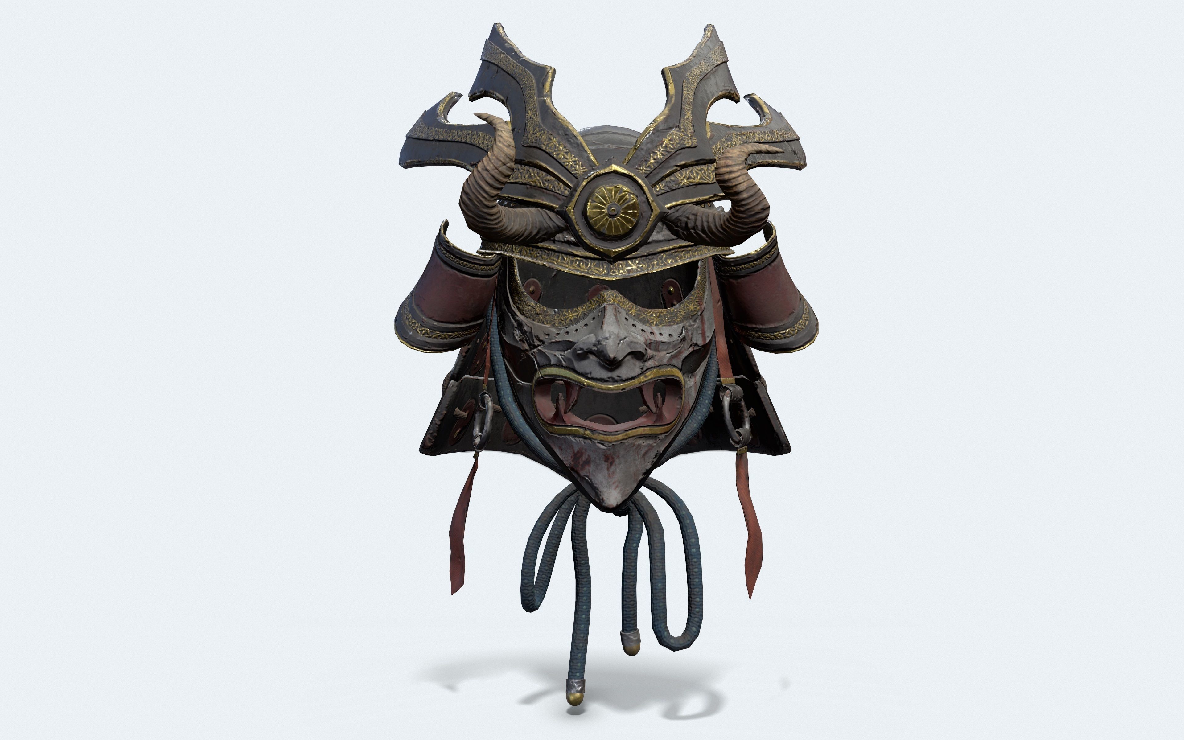 Samurai Helmet Low-poly 3D model_4
