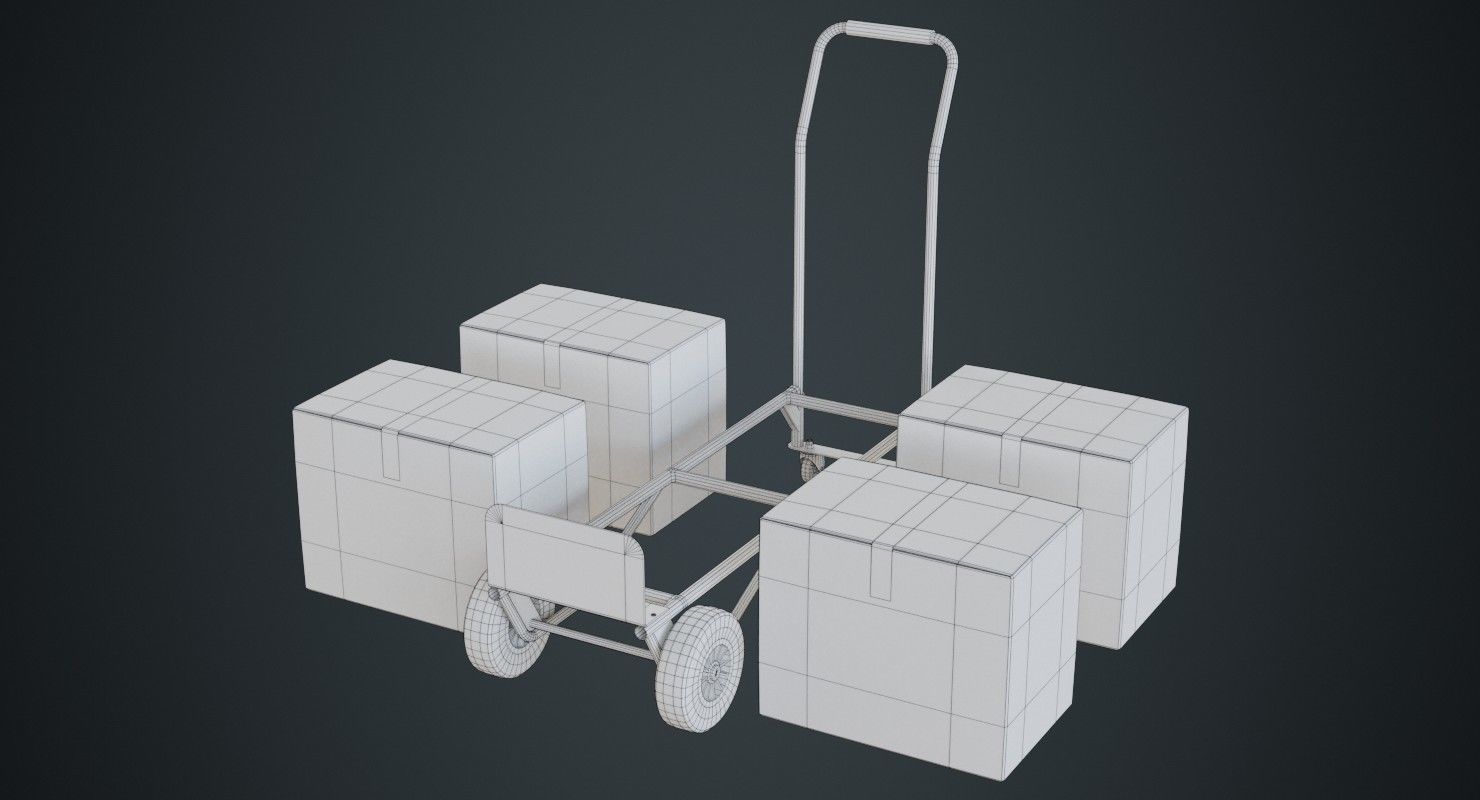 Hand Truck And Boxes 2A Low-poly 3D model_9