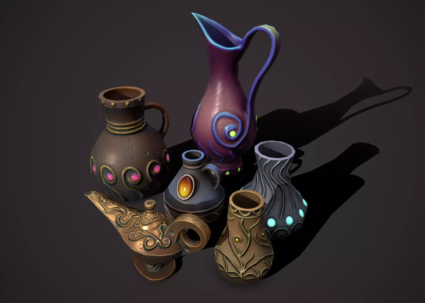 magic vases Low-poly 3D model_0