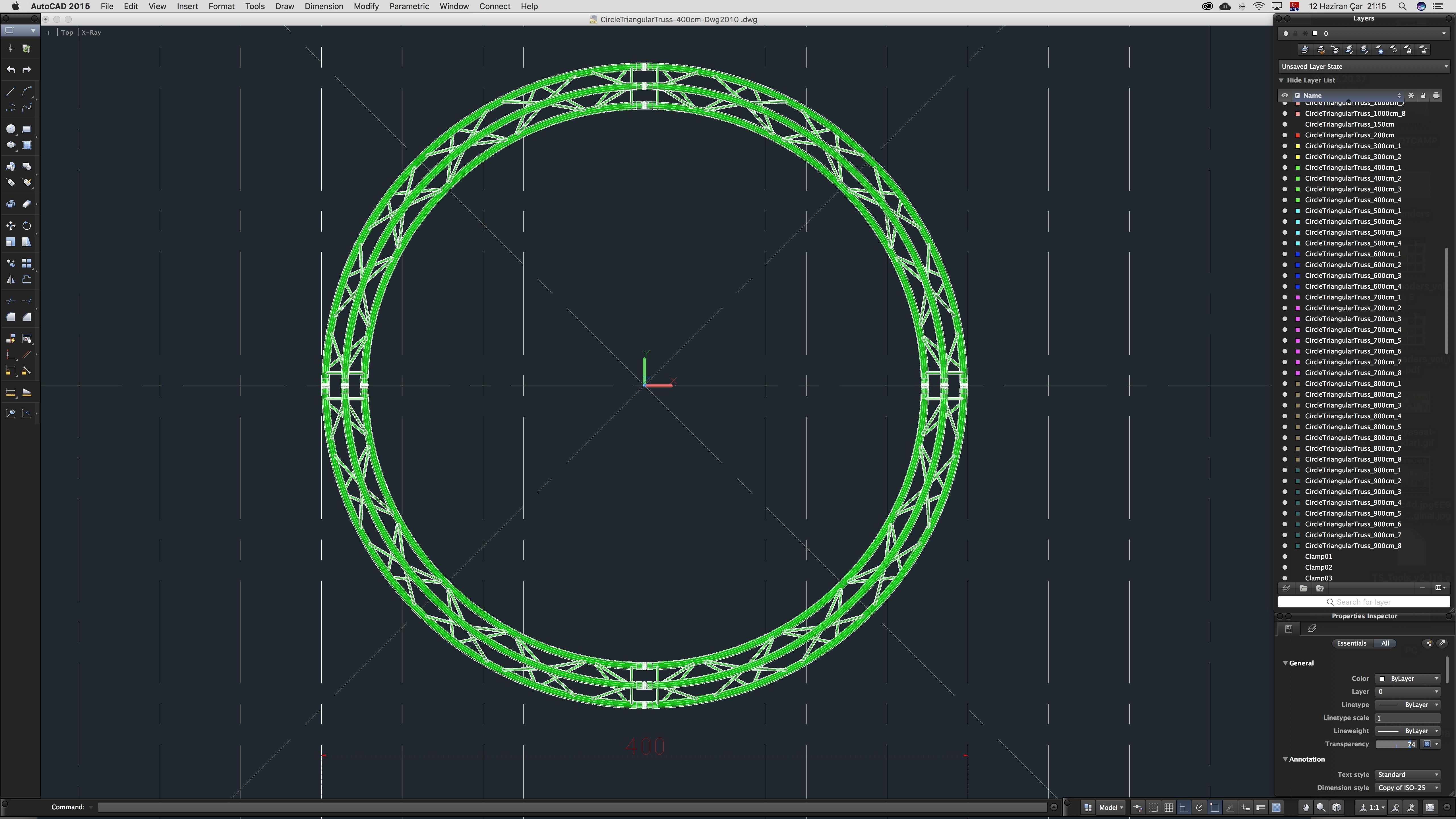 Circle Triangular Truss Full diameter 400cm 3D print model_12