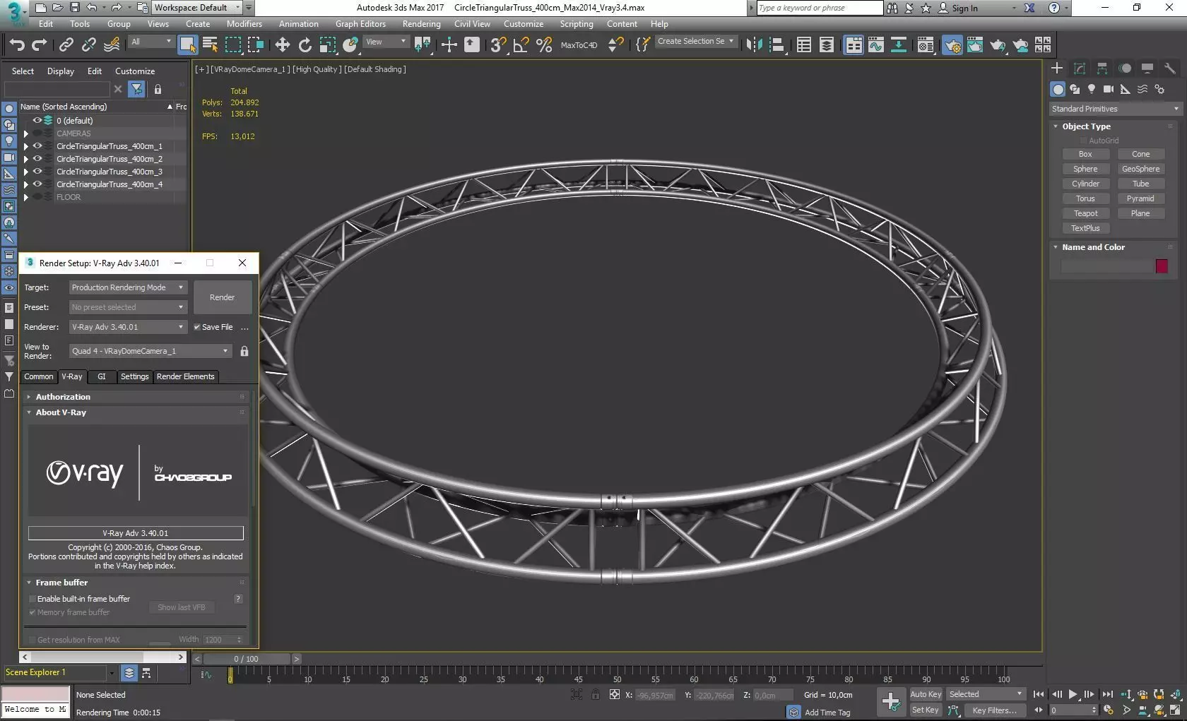 Circle Triangular Truss Full diameter 400cm 3D print model_0