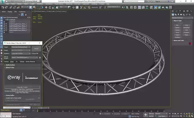 Circle Triangular Truss Full diameter 400cm 3D print model