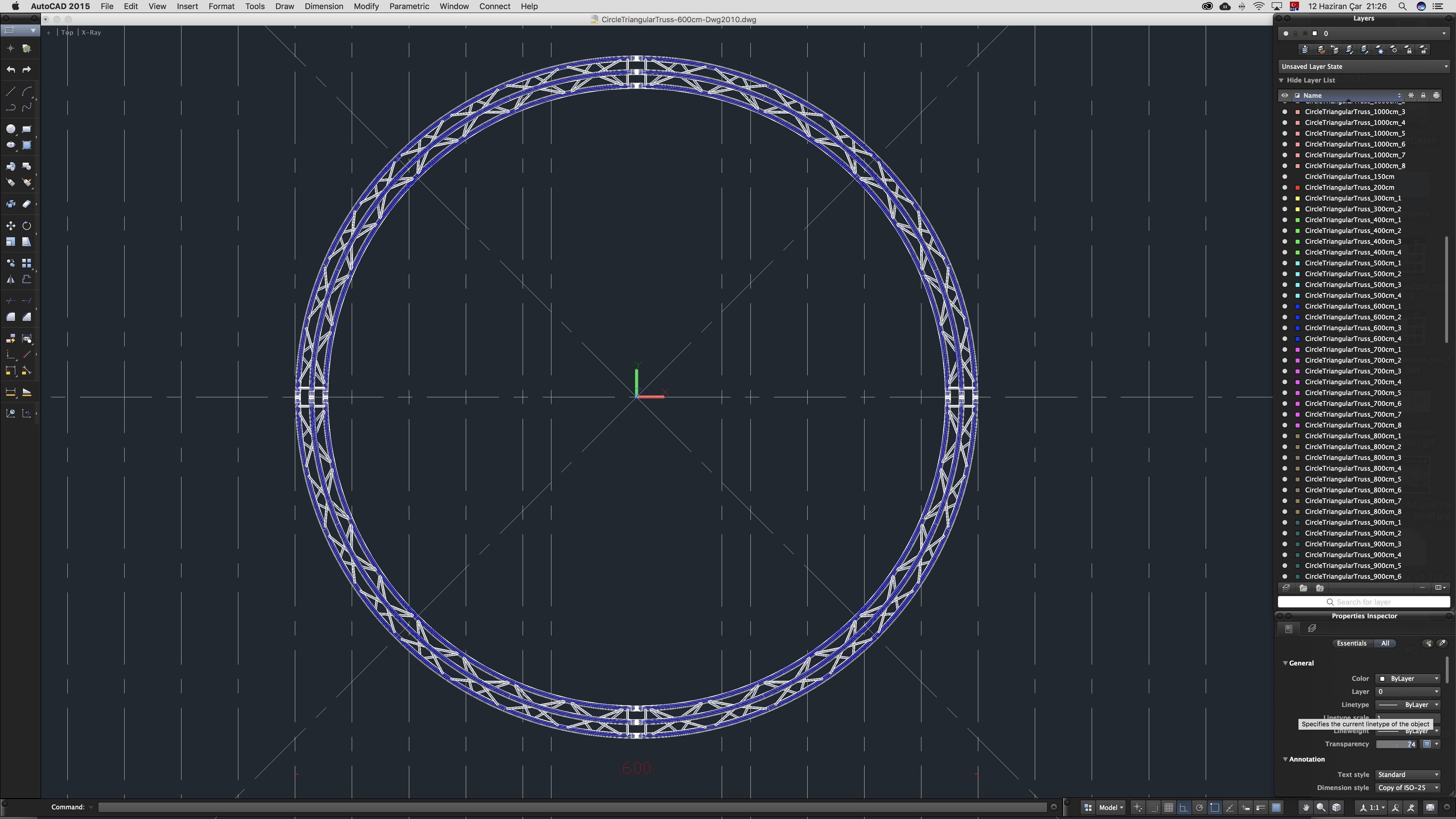 Circle Triangular Truss Full diameter 600cm 3D print model_11