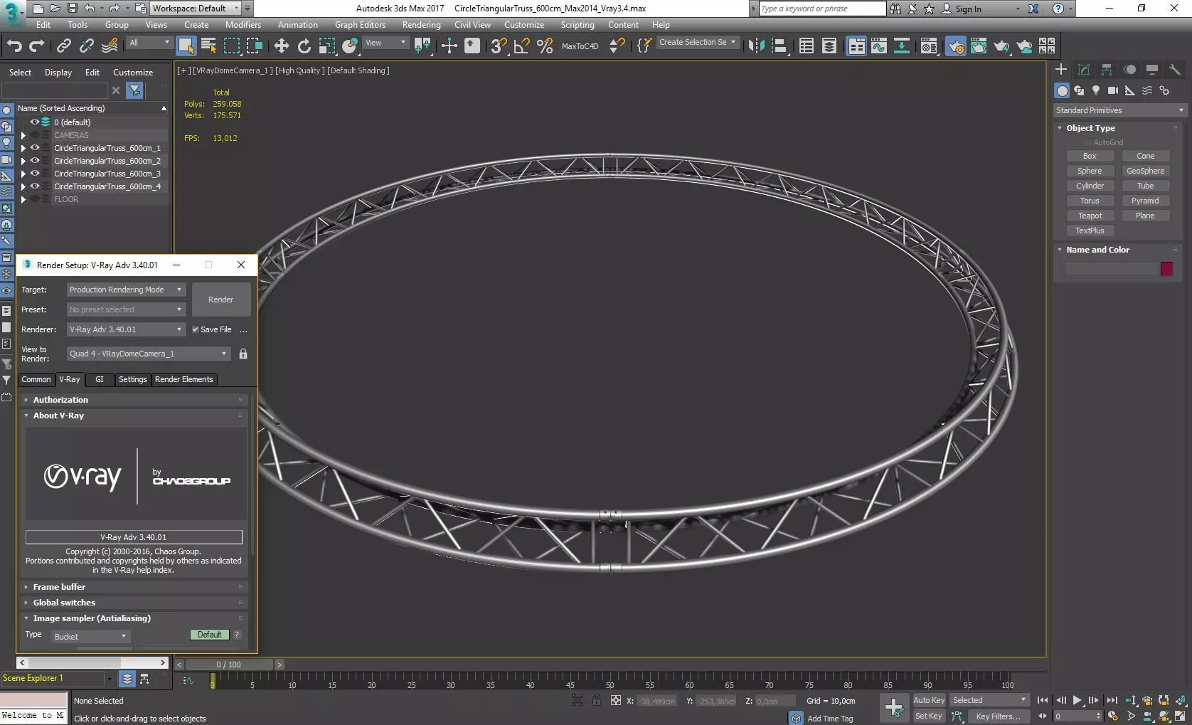 Circle Triangular Truss Full diameter 600cm 3D print model_0