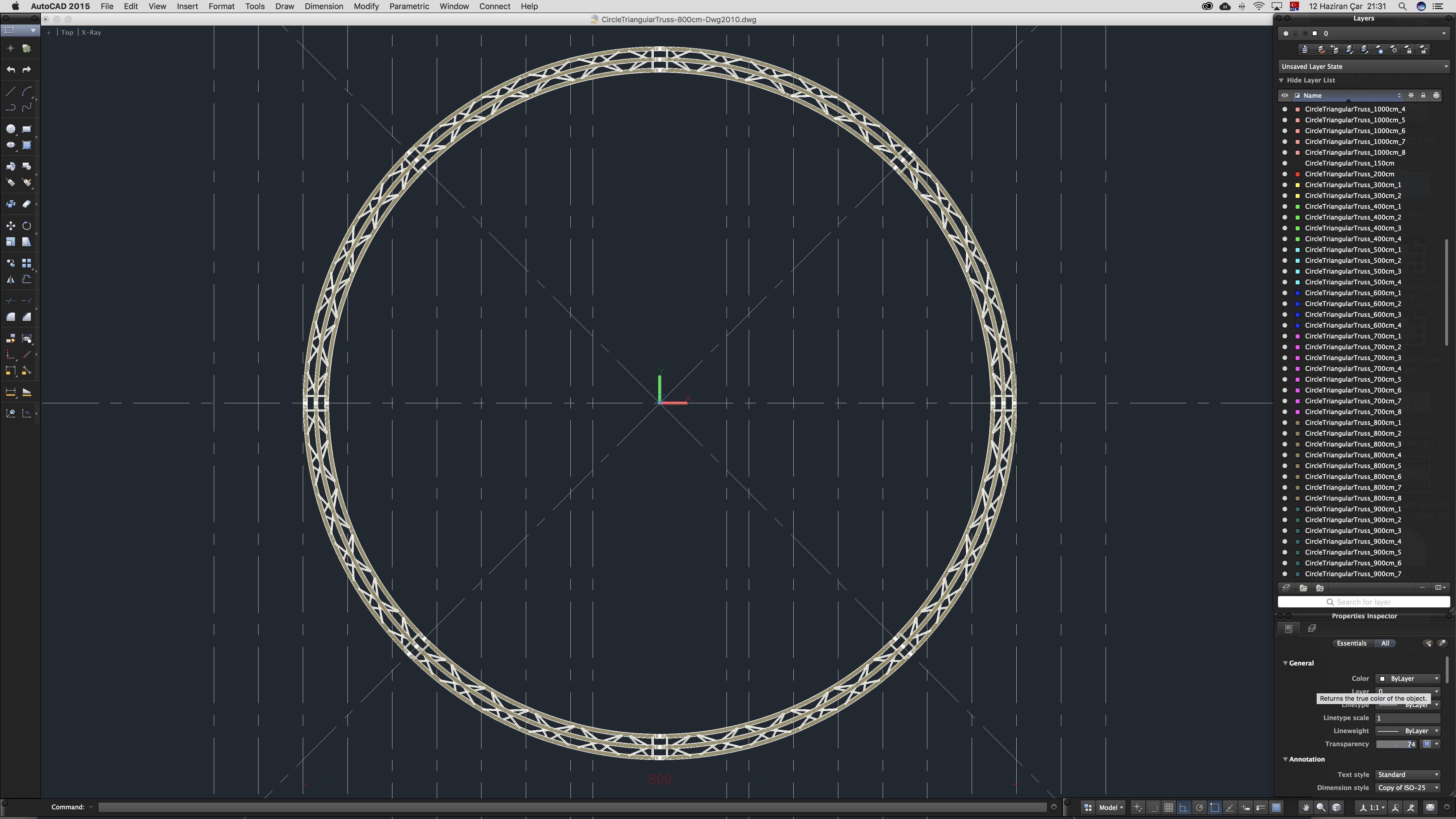 Circle Triangular Truss Full diameter 800cm 3D print model_11