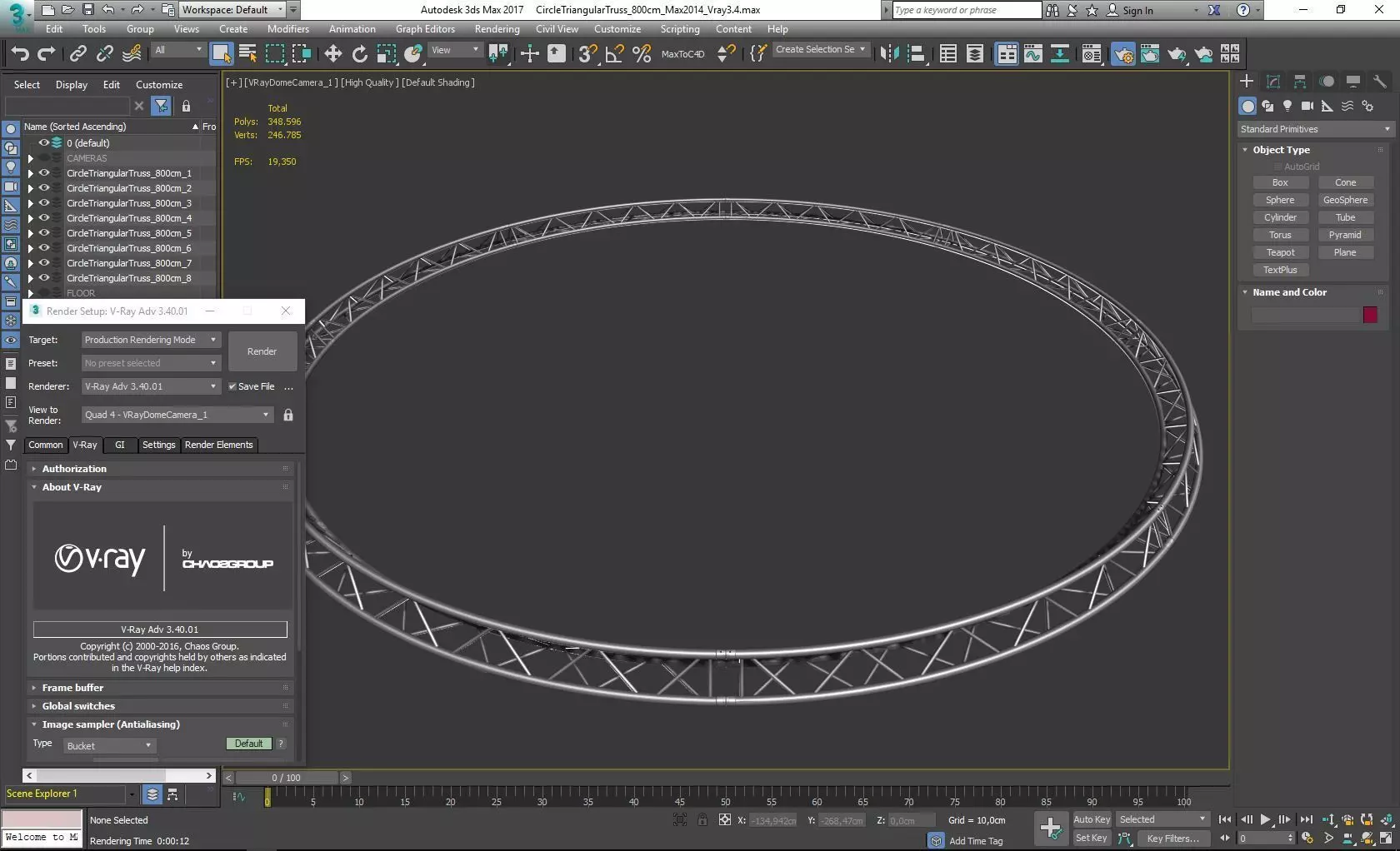 Circle Triangular Truss Full diameter 800cm 3D print model_0