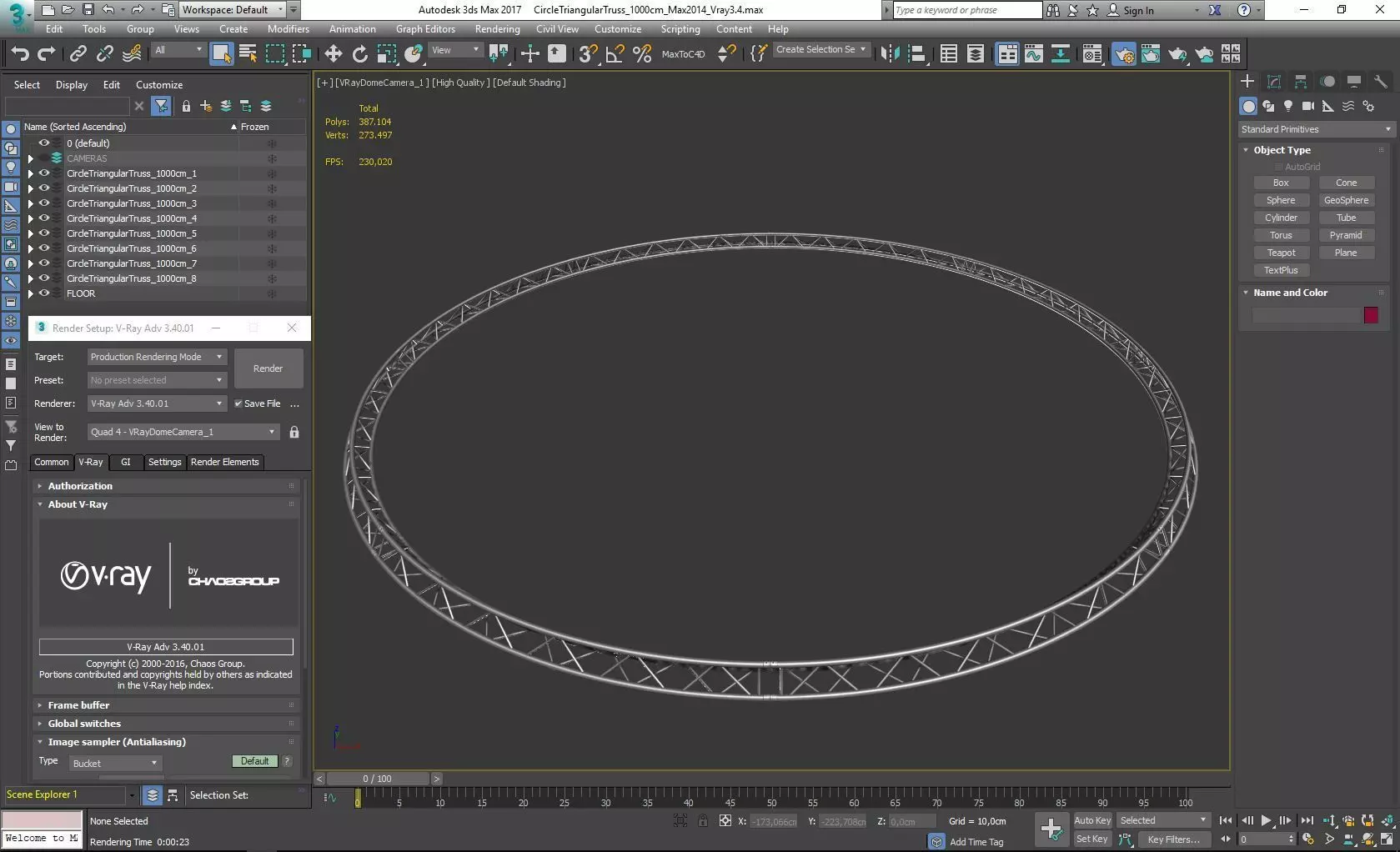Circle Triangular Truss Full diameter 1000cm 3D print model_0