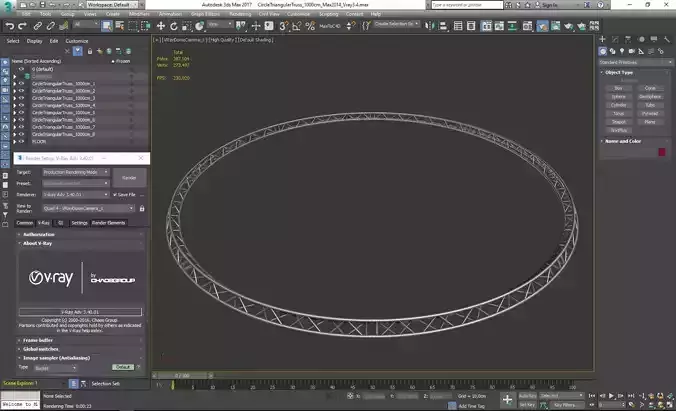 Circle Triangular Truss Full diameter 1000cm 3D print model