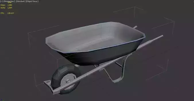 Wheelbarrow low poly 3d model