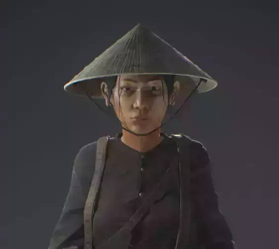 VietnamWar female soldier Low-poly 3D model