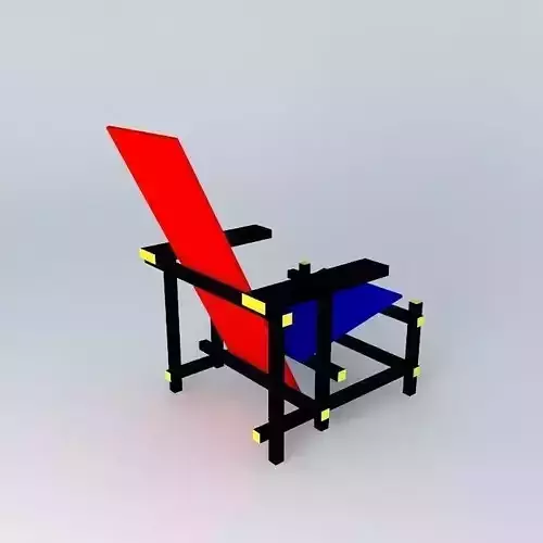 Red and Blue chair Rietveld Free 3D model