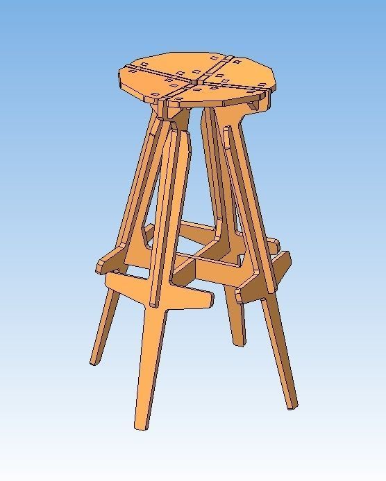 bar stool 3D model_3