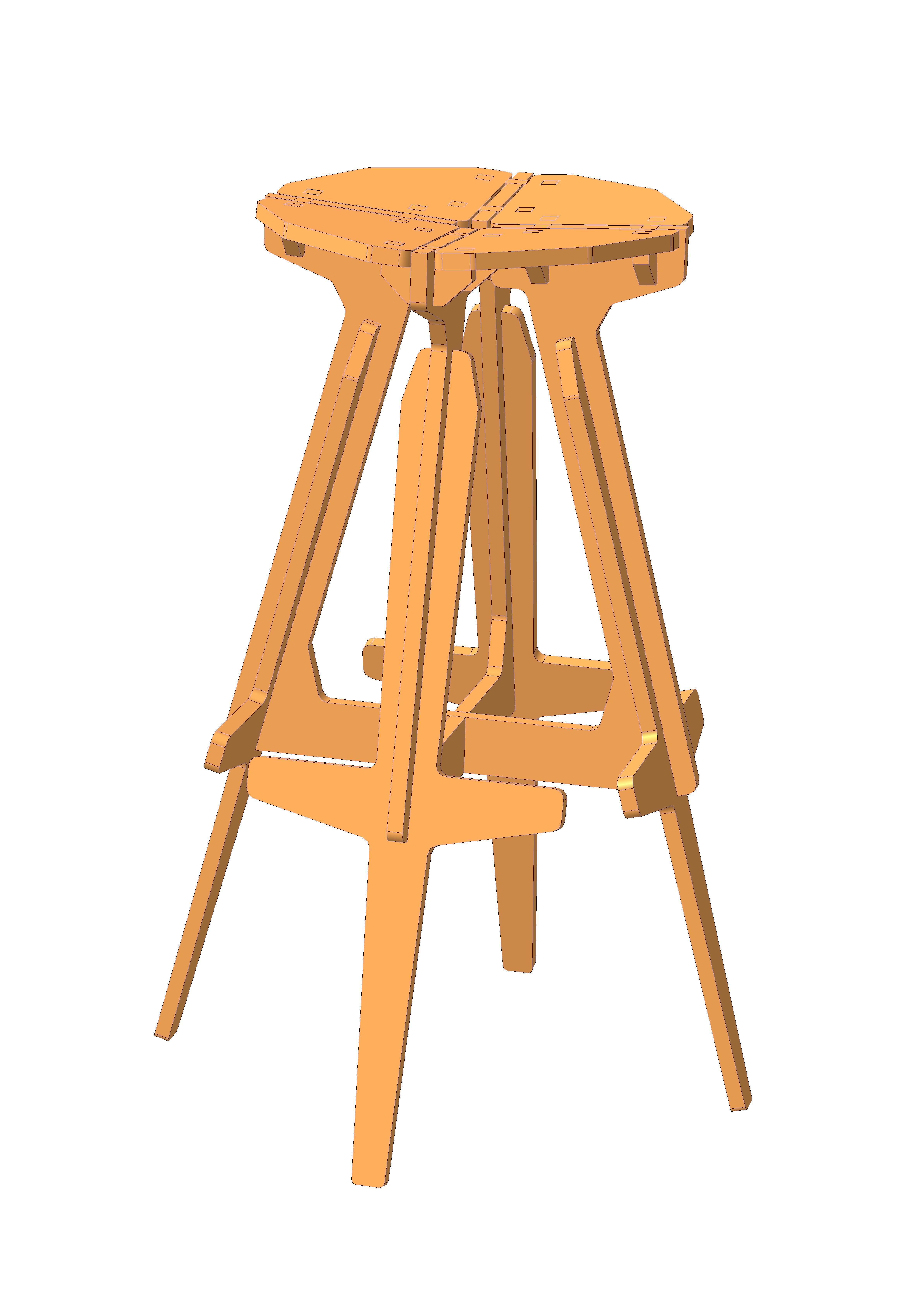 bar stool 3D model_2