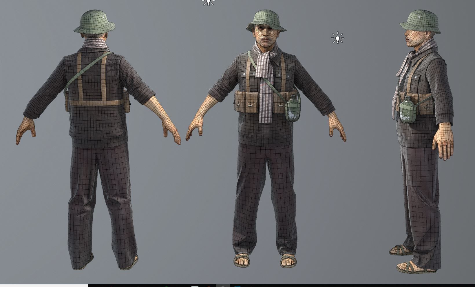 VietnamWar soldier bundles Low-poly 3D model_6