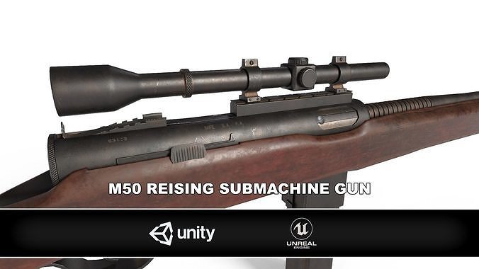 M50 Reising Submachine Gun Low-poly 3D model